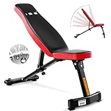 ISE Banc de Musculation Réglable Entraînement Complet, Banc pliable avec 6 Positions Ajustable de Dossier, Banc Musculation Abdominaux Plat Exercice, Banc de Musculation Inclinable SY-5021